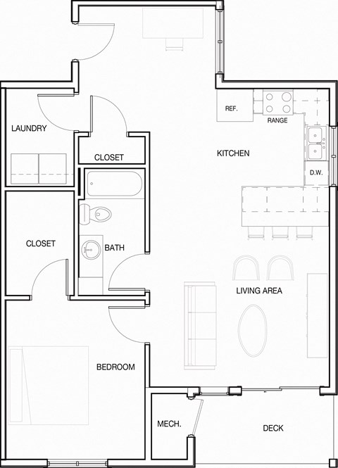 a floor plan of a house with a bedroom and a living room